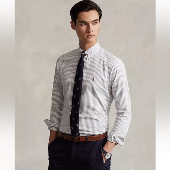 Polo Ralph Lauren Men's Classic Fit Striped Stretch Oxford Shirt logo office - Picture 1 of 15